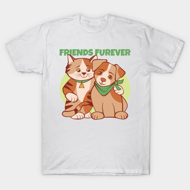 Friends Furever Cat and Dog T-Shirt by Sue Cervenka